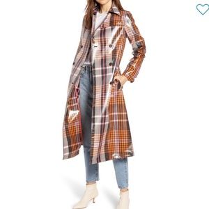 Water resistant plaid trench coat
